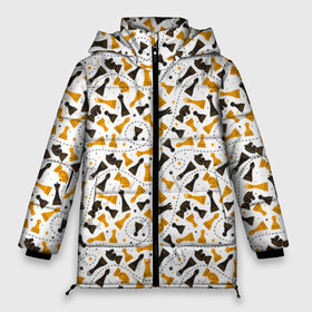 Женская зимняя куртка Oversize с принтом Шахматные Фигуры в Петрозаводске, верх — 100% полиэстер; подкладка — 100% полиэстер; утеплитель — 100% полиэстер | длина ниже бедра, силуэт Оверсайз. Есть воротник-стойка, отстегивающийся капюшон и ветрозащитная планка. 

Боковые карманы с листочкой на кнопках и внутренний карман на молнии | chess | игра | король | ладья | математика | пешка | ферзь | чёрно белые | шах и мат | шахматист | шахматная доска | шахматные фигуры | шахматы