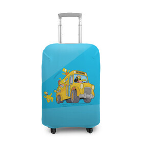 Чехол для чемодана 3D с принтом Автобус в Неверленд в Петрозаводске, 86% полиэфир, 14% спандекс | двустороннее нанесение принта, прорези для ручек и колес | bart | gomer | liza | simpsons | the simpson | барт | гомер | лиза | мульт | мультфильм | симпсоны