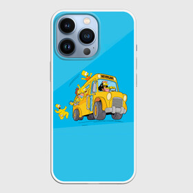 Чехол для iPhone 13 Pro с принтом Автобус в Неверленд в Петрозаводске,  |  | bart | gomer | liza | simpsons | the simpson | барт | гомер | лиза | мульт | мультфильм | симпсоны