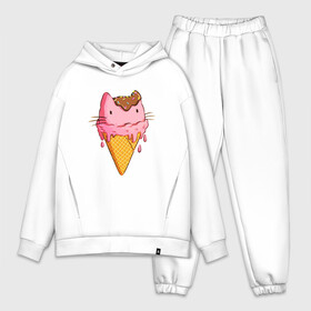 Мужской костюм хлопок OVERSIZE с принтом Cat Ice Cream в Петрозаводске,  |  | animal | cat | cute | ice cream | kitty | meow | друг | еда | животные | киска | кися | китти | кот | котенок | котик | котэ | кошечка | кошка | мороженое | мур | мяу | питомец