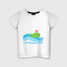 Детская футболка хлопок с принтом Simple Dimple / Pop it в Петрозаводске, 100% хлопок | круглый вырез горловины, полуприлегающий силуэт, длина до линии бедер | pop it | simple dimple | волны | кит | кит на море | лайк | море | небо | попит | рыбка | сердечко | симпл димпл | тренды | шторм