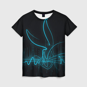 Женская футболка 3D с принтом Bugs Bunny в Петрозаводске, 100% полиэфир ( синтетическое хлопкоподобное полотно) | прямой крой, круглый вырез горловины, длина до линии бедер | bugs bunny | looney tunes | sj2 | space jam | tune squad | vdkarsvet | бакс банни | космический джем | кролик | луни тюнс | тюн сквад
