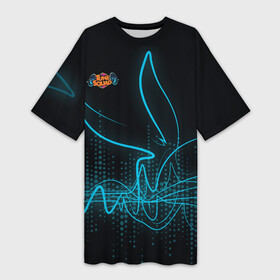 Платье-футболка 3D с принтом Bugs Bunny в Петрозаводске,  |  | bugs bunny | looney tunes | sj2 | space jam | tune squad | vdkarsvet | бакс банни | космический джем | кролик | луни тюнс | тюн сквад