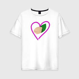 Женская футболка хлопок Oversize с принтом любовь к пельменям в Петрозаводске, 100% хлопок | свободный крой, круглый ворот, спущенный рукав, длина до линии бедер
 | еда | лаврушка | пельмень | пища | сердечко