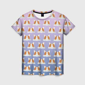 Женская футболка 3D с принтом Pop it Корги Поп-ит корги в Петрозаводске, 100% полиэфир ( синтетическое хлопкоподобное полотно) | прямой крой, круглый вырез горловины, длина до линии бедер | pop it | корги | поп ит | симпл димпл
