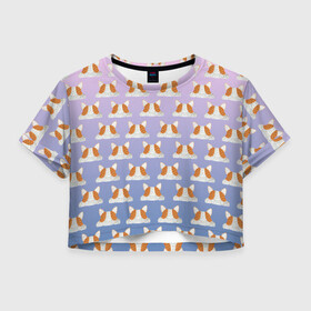 Женская футболка Crop-top 3D с принтом Pop it Корги Поп-ит корги в Петрозаводске, 100% полиэстер | круглая горловина, длина футболки до линии талии, рукава с отворотами | pop it | корги | поп ит | симпл димпл