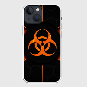 Чехол для iPhone 13 mini с принтом ХИМИЧЕСКАЯ ОПАСНОСТЬ 3D в Петрозаводске,  |  | вредные | знак | опасность | соты | текстура | химия