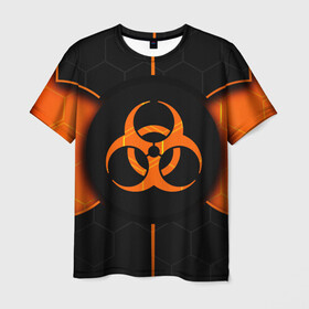 Мужская футболка 3D с принтом ХИМИЧЕСКАЯ ОПАСНОСТЬ 3D в Петрозаводске, 100% полиэфир | прямой крой, круглый вырез горловины, длина до линии бедер | вредные | знак | опасность | соты | текстура | химия