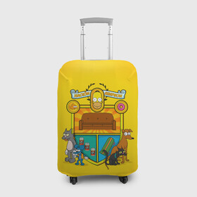 Чехол для чемодана 3D с принтом Simpsons nation в Петрозаводске, 86% полиэфир, 14% спандекс | двустороннее нанесение принта, прорези для ручек и колес | gomer | simpsons | the simpson | гомер | мульт | мультфильм | симпсоны