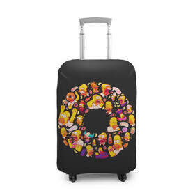 Чехол для чемодана 3D с принтом Пончик Гомер в Петрозаводске, 86% полиэфир, 14% спандекс | двустороннее нанесение принта, прорези для ручек и колес | gomer | simpsons | the simpson | гомер | мульт | мультфильм | симпсоны