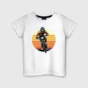 Детская футболка хлопок с принтом Велоэкстрим в Петрозаводске, 100% хлопок | круглый вырез горловины, полуприлегающий силуэт, длина до линии бедер | bmx | rider | велогонки | рампа | экстремальный спорт | экстрим | экстримрайдер