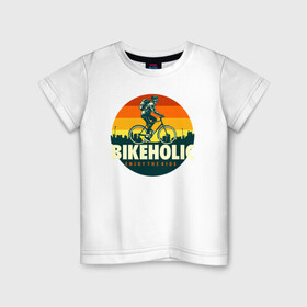 Детская футболка хлопок с принтом Велоголик в Петрозаводске, 100% хлопок | круглый вырез горловины, полуприлегающий силуэт, длина до линии бедер | bmx | rider | велогонки | рампа | экстремальный спорт | экстрим | экстримрайдер