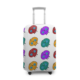 Чехол для чемодана 3D с принтом Нашествие инопланетян-ктулху в Петрозаводске, 86% полиэфир, 14% спандекс | двустороннее нанесение принта, прорези для ручек и колес | желтый | зеленый | инопланетяне | красный | ктулху | фиолетовый | щупальцы