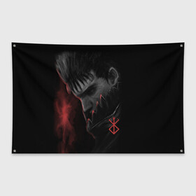 Флаг-баннер с принтом Чёрный мечник в Петрозаводске, 100% полиэстер | размер 67 х 109 см, плотность ткани — 95 г/м2; по краям флага есть четыре люверса для крепления | anime | berserk | аниме | берсерк | бесерк | гатс | манга | мультфильм