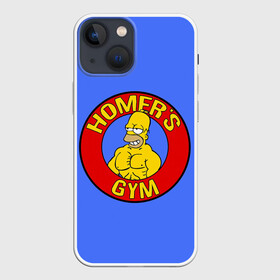 Чехол для iPhone 13 mini с принтом Спортзал Гомера в Петрозаводске,  |  | gomer | gym | simpsons | the simpson | гомер | качалка | мульт | мультфильм | симпсоны | спортзал | спортсменам | спортсмену
