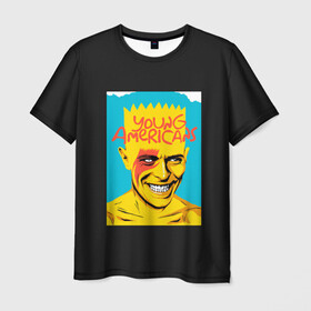Мужская футболка 3D с принтом Bart x Bowie в Петрозаводске, 100% полиэфир | прямой крой, круглый вырез горловины, длина до линии бедер | bart | simpsons | the simpson | барт | дэвид бови | дэвид боуи | мульт | мультфильм | симпсоны