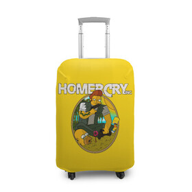 Чехол для чемодана 3D с принтом Homer Cry в Петрозаводске, 86% полиэфир, 14% спандекс | двустороннее нанесение принта, прорези для ручек и колес | far cry | farcray | gomer | homer | simpsons | the simpson | гомер | мульт | мультфильм | симпсоны | фар край