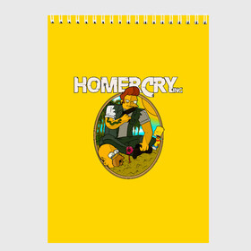 Скетчбук с принтом Homer Cry в Петрозаводске, 100% бумага
 | 48 листов, плотность листов — 100 г/м2, плотность картонной обложки — 250 г/м2. Листы скреплены сверху удобной пружинной спиралью | far cry | farcray | gomer | homer | simpsons | the simpson | гомер | мульт | мультфильм | симпсоны | фар край