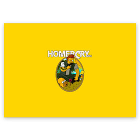 Поздравительная открытка с принтом Homer Cry в Петрозаводске, 100% бумага | плотность бумаги 280 г/м2, матовая, на обратной стороне линовка и место для марки
 | far cry | farcray | gomer | homer | simpsons | the simpson | гомер | мульт | мультфильм | симпсоны | фар край