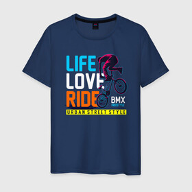 Мужская футболка хлопок с принтом BMX Freestyle в Петрозаводске, 100% хлопок | прямой крой, круглый вырез горловины, длина до линии бедер, слегка спущенное плечо. | bmx | freestyle | rider | велогонки | рампа | экстремальный спорт | экстрим | экстримрайдер