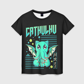 Женская футболка 3D с принтом CatHulhu в Петрозаводске, 100% полиэфир ( синтетическое хлопкоподобное полотно) | прямой крой, круглый вырез горловины, длина до линии бедер | ancient | azathoth | call | cat | cthulhu | dagon | good | howard | hydra | lovecraft | luck | nyarlathotep | of | phillips | the | unknown | yog sothoth | азатот | гидра | говард | дагон | древний | зов | йог сотот | кот | кошка | ктулху | лавкрафт | нев