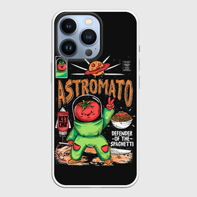 Чехол для iPhone 13 Pro с принтом Astromato в Петрозаводске,  |  | alive | astronaut | defender | food | galaxy | ketchup | monster | moon | pizza | planet | space | spaghetti | tomato | vegetable | астронавт | галактика | еда | живая | живой | защитник | кетчуп | космос | луна | монстр | овощ | пицца | планета | помидор