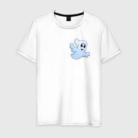 Мужская футболка хлопок с принтом Призрак в Петрозаводске, 100% хлопок | прямой крой, круглый вырез горловины, длина до линии бедер, слегка спущенное плечо. | ghost | wraith | приведениесмоторчиком | привидение | призрак