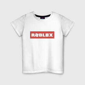 Детская футболка хлопок с принтом Roblox в Петрозаводске, 100% хлопок | круглый вырез горловины, полуприлегающий силуэт, длина до линии бедер | game | gamer | logo | minecraft | roblox | simulator | игра | конструктор | лого | симулятор | строительство | фигура