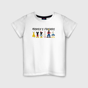 Детская футболка хлопок с принтом Друзья микки в Петрозаводске, 100% хлопок | круглый вырез горловины, полуприлегающий силуэт, длина до линии бедер | Тематика изображения на принте: disney | mickey mouse | дисней | микки маус