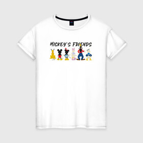 Женская футболка хлопок с принтом Друзья микки в Петрозаводске, 100% хлопок | прямой крой, круглый вырез горловины, длина до линии бедер, слегка спущенное плечо | disney | mickey mouse | дисней | микки маус