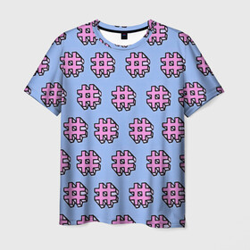 Мужская футболка 3D с принтом ХЕШТЕГИ # в Петрозаводске, 100% полиэфир | прямой крой, круглый вырез горловины, длина до линии бедер | вк | вконтакте | инста | инстаграм | летняя | лето | молодёжная | прикольная | социальные сети | твитер | теги | тэги | хештег | хэштег