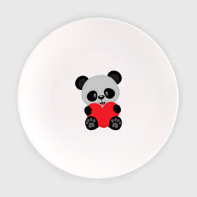 Тарелка с принтом Love Панда в Петрозаводске, фарфор | диаметр - 210 мм
диаметр для нанесения принта - 120 мм | маленькая панда | медвежонок | панда | сердце | черно белый медведь
