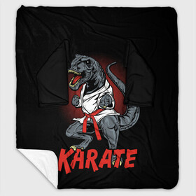 Плед с рукавами с принтом KARATE T-REX в Петрозаводске, 100% полиэстер | Закругленные углы, все края обработаны. Ткань не мнется и не растягивается. Размер 170*145 | animal | dinosaur | fight | fighter | hunter | karate | red | sport | strong | t rex | боец | бои | динозавр | карате | сила | спорт | тиранозавр | хищник