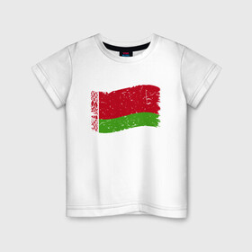 Детская футболка хлопок с принтом Флаг - Беларусь в Петрозаводске, 100% хлопок | круглый вырез горловины, полуприлегающий силуэт, длина до линии бедер | belarus | ussr | беларусь | белорус | белоруссия | лукашенко | минск | ссср | страна | турист | флаг