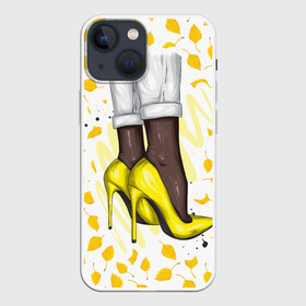 Чехол для iPhone 13 mini с принтом Осеннее настроение в Петрозаводске,  |  | жёлтый | красота | любовь | мило | мода | настроение | осень | радость | туфли