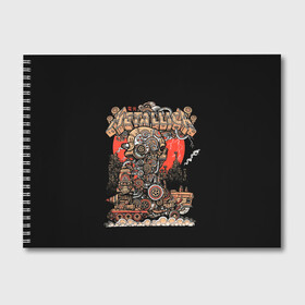 Альбом для рисования с принтом Стимпанк Металлика в Петрозаводске, 100% бумага
 | матовая бумага, плотность 200 мг. | alternative | metalica | metall | metallica | music | rock | альтернатива | джеймс хэтфилд | металика | металл | металлика | музыка | рок
