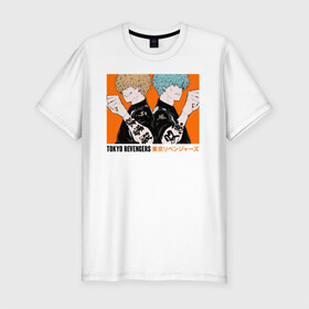 Мужская футболка хлопок Slim с принтом Tokyo Revengers  в Петрозаводске, 92% хлопок, 8% лайкра | приталенный силуэт, круглый вырез ворота, длина до линии бедра, короткий рукав | anime | tokyo revengers | аниме | манга | токийские мстители