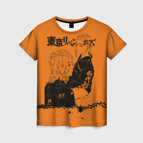 Женская футболка 3D с принтом токийские мстители ораньжевый в Петрозаводске, 100% полиэфир ( синтетическое хлопкоподобное полотно) | прямой крой, круглый вырез горловины, длина до линии бедер | anime | tokyo revengers | аниме | манга | токийские мстители