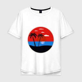 Мужская футболка хлопок Oversize с принтом Море в Петрозаводске, 100% хлопок | свободный крой, круглый ворот, “спинка” длиннее передней части | лето | море | морские мотивы | отдых | пальмы