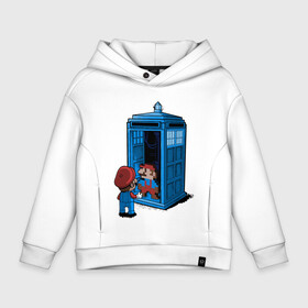 Детское худи Oversize хлопок с принтом Tardis Mario в Петрозаводске, френч-терри — 70% хлопок, 30% полиэстер. Мягкий теплый начес внутри —100% хлопок | боковые карманы, эластичные манжеты и нижняя кромка, капюшон на магнитной кнопке | doctor who | future | space | tardis | time | будка | будущее | время | галактика | доктор кто | космос | марио | машина времени | наука | приключения | пространство | профессор | прошлое | сериал | тардис | телепорт | уче