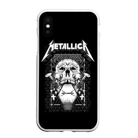 Чехол для iPhone XS Max матовый с принтом Death magnetic в Петрозаводске, Силикон | Область печати: задняя сторона чехла, без боковых панелей | Тематика изображения на принте: alternative | metalica | metall | metallica | music | rock | альтернатива | джеймс хэтфилд | металика | металл | металлика | музыка | рок