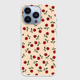 Чехол для iPhone 13 Pro с принтом Прованс из роз в Петрозаводске,  |  | flowers | girls | red roses | roses | vintage | букет | бутоны | винтаж | девушкам | женщинам | красные розы | красные цветы | листья | нарисованные цветы | подарок | природа | прованс | розы | узор | цветочный принт