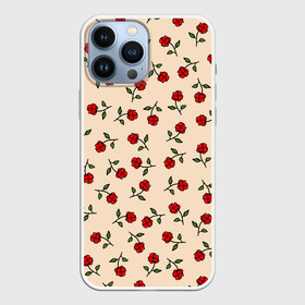 Чехол для iPhone 13 Pro Max с принтом Прованс из роз в Петрозаводске,  |  | flowers | girls | red roses | roses | vintage | букет | бутоны | винтаж | девушкам | женщинам | красные розы | красные цветы | листья | нарисованные цветы | подарок | природа | прованс | розы | узор | цветочный принт