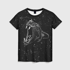 Женская футболка 3D с принтом Пантера в ночи в Петрозаводске, 100% полиэфир ( синтетическое хлопкоподобное полотно) | прямой крой, круглый вырез горловины, длина до линии бедер | арт | графика | животные | звери | пантера
