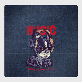 Магнитный плакат 3Х3 с принтом Music dog в Петрозаводске, Полимерный материал с магнитным слоем | 9 деталей размером 9*9 см | Тематика изображения на принте: арт | графика | животные | звери | музыка | наушники | очки | собака