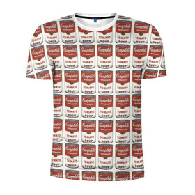 Мужская футболка 3D спортивная с принтом Суп как искусство в Петрозаводске, 100% полиэстер с улучшенными характеристиками | приталенный силуэт, круглая горловина, широкие плечи, сужается к линии бедра | банки | суп | томат | томатный суп | энди уорхолл