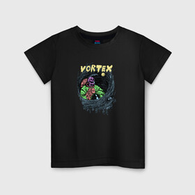 Детская футболка хлопок с принтом Vortex (colorful)  в Петрозаводске, 100% хлопок | круглый вырез горловины, полуприлегающий силуэт, длина до линии бедер | Тематика изображения на принте: skull | астронавт | звезды | космонавт | космос | кости | скелет | череп