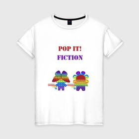 Женская футболка хлопок с принтом Pop-it story в Петрозаводске, 100% хлопок | прямой крой, круглый вырез горловины, длина до линии бедер, слегка спущенное плечо | pop it. simple dimple | кримальное чтиво | поп ит | симпл димпл