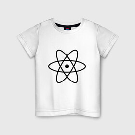 Детская футболка хлопок с принтом Атом в Петрозаводске, 100% хлопок | круглый вырез горловины, полуприлегающий силуэт, длина до линии бедер | атом | вещество | наука | физика | химия | частица | ядро