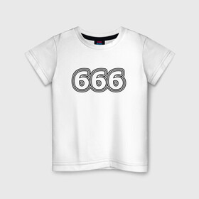 Детская футболка хлопок с принтом 666 в Петрозаводске, 100% хлопок | круглый вырез горловины, полуприлегающий силуэт, длина до линии бедер | 666 | апокалипсис | дъявол | число | шесть
